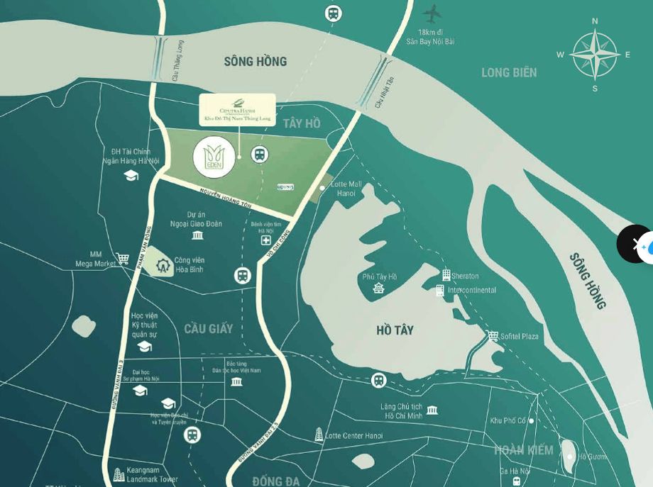 Vị trí Eden Residences khu P Ciputra và tọa độ kim cương kết nối giao thương đắt giá